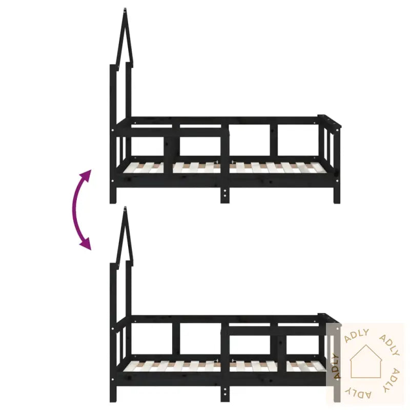 Barnesengeramme Svart 70X140 Cm Heltre Furu