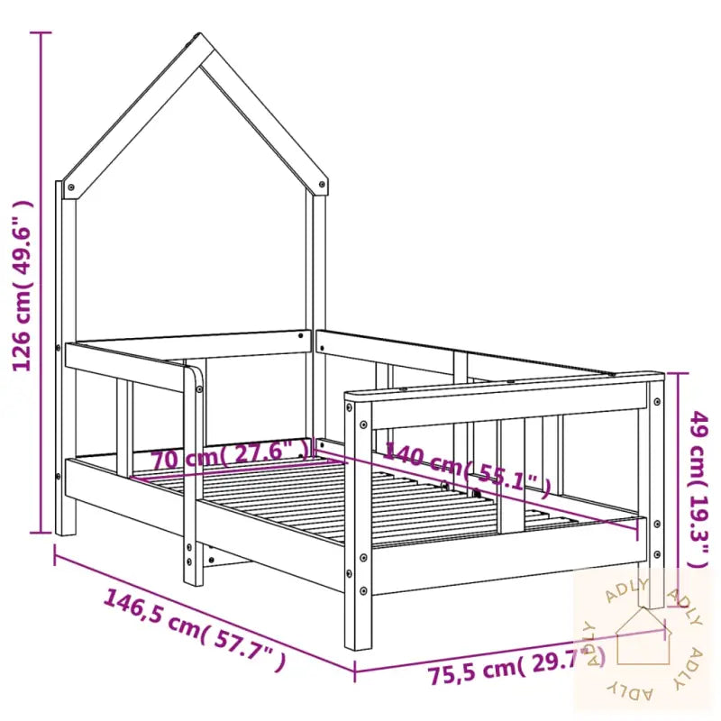 Barnesengeramme Svart 70X140 Cm Heltre Furu