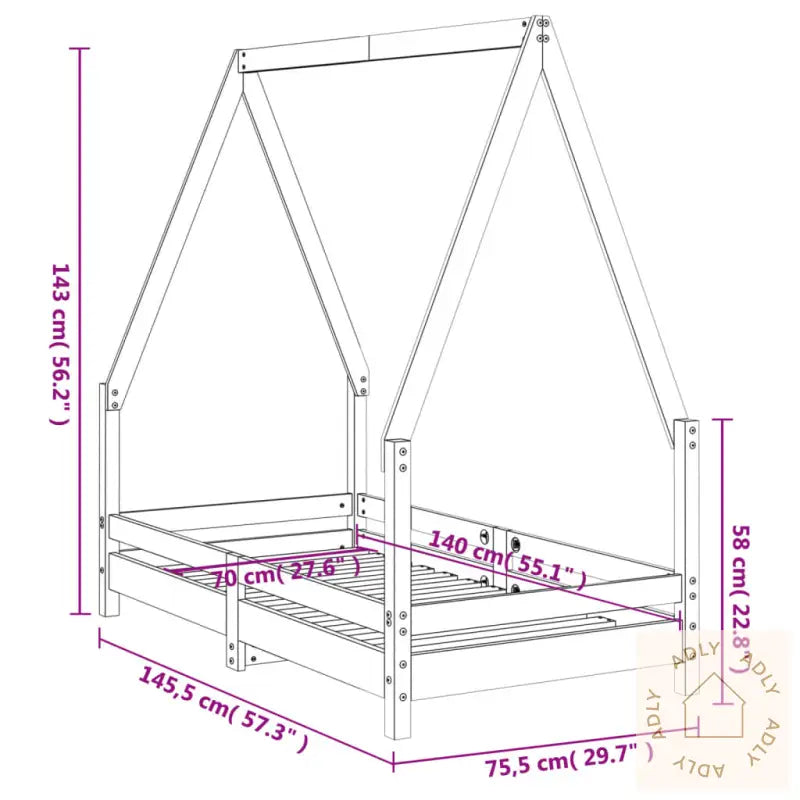 Barnesengeramme Svart 70X140 Cm Heltre Furu
