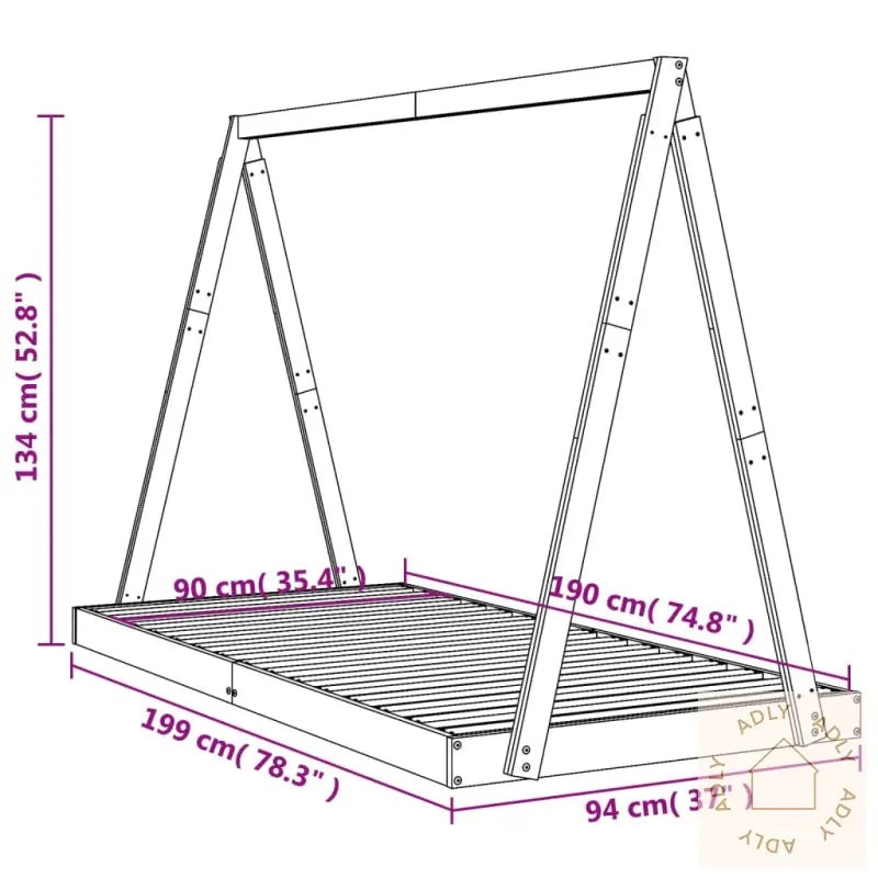 Barnesengeramme Svart 90X190 Cm Heltre Furu