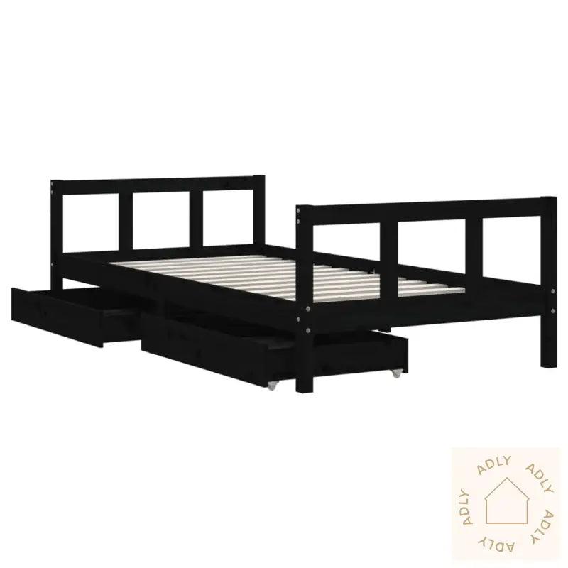 Barnesengeramme Med Skuffer Svart 90X190 Cm Heltre Furu