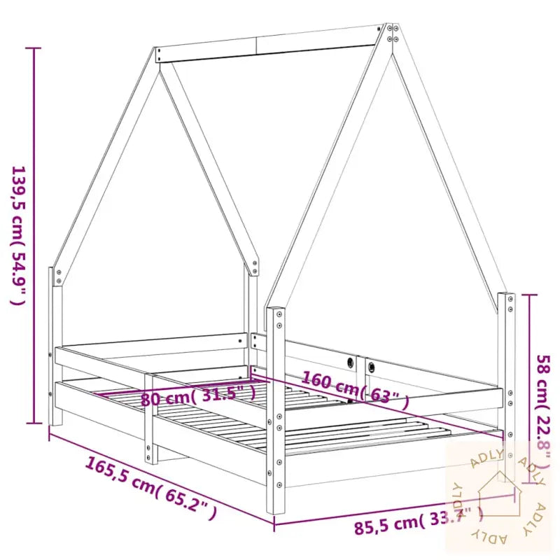 Barnesengeramme Svart 80X160 Cm Heltre Furu