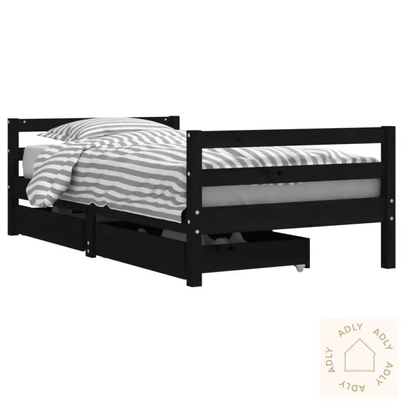 Barnesengeramme Med Skuffer Svart 80X160 Cm Heltre Furu