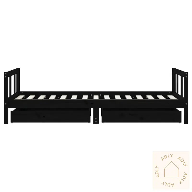 Barnesengeramme Med Skuffer Svart 90X190 Cm Heltre Furu
