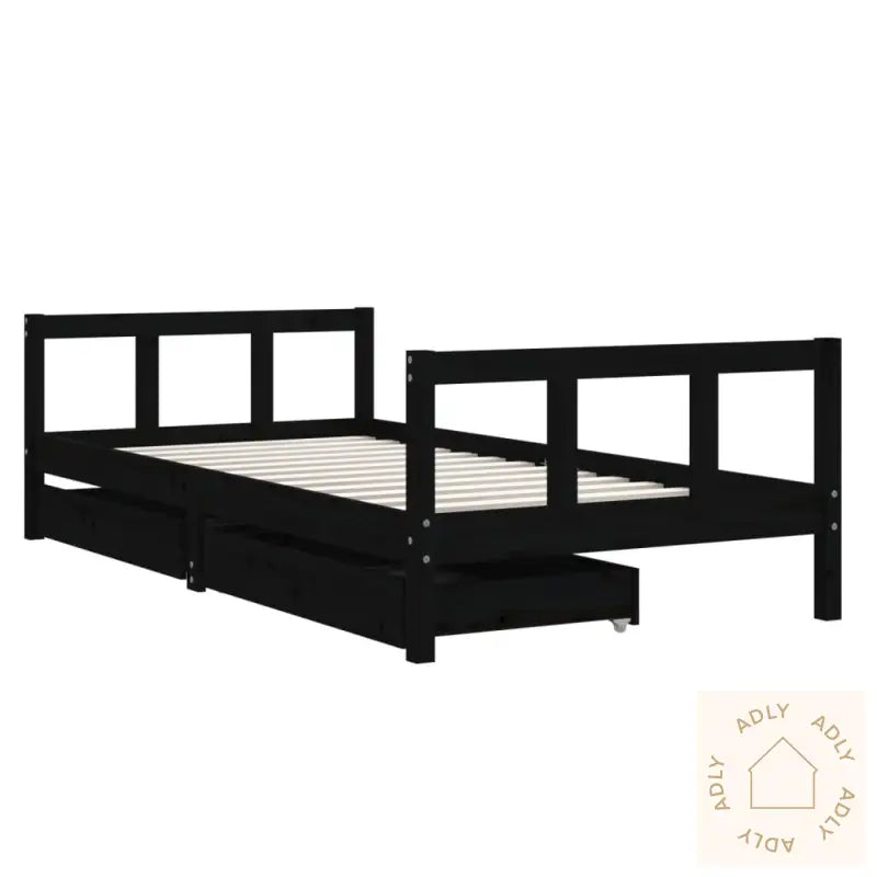 Barnesengeramme Med Skuffer Svart 90X190 Cm Heltre Furu