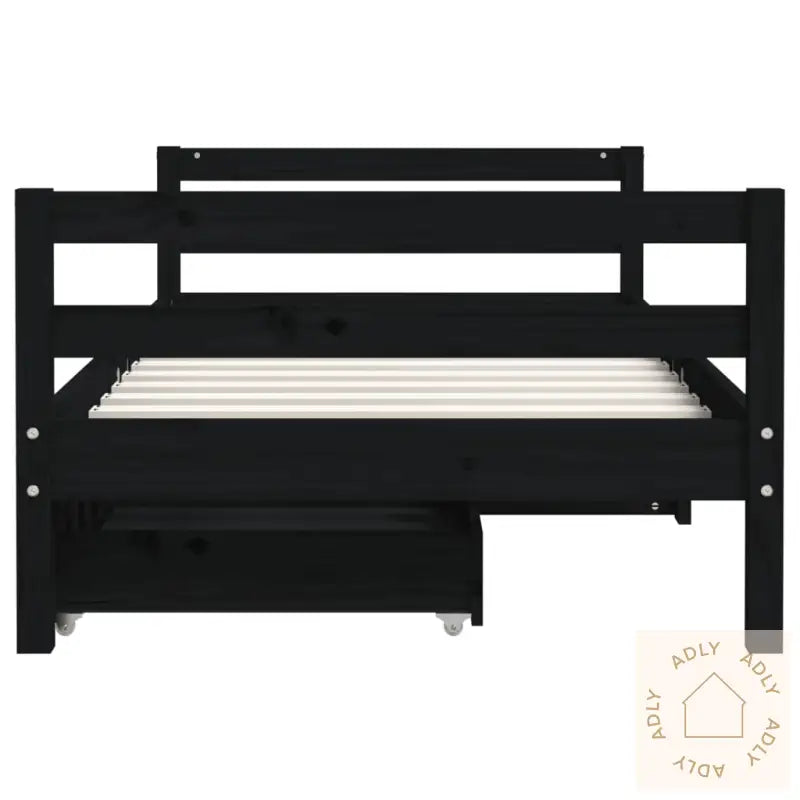 Barnesengeramme Med Skuffer Svart 80X160 Cm Heltre Furu