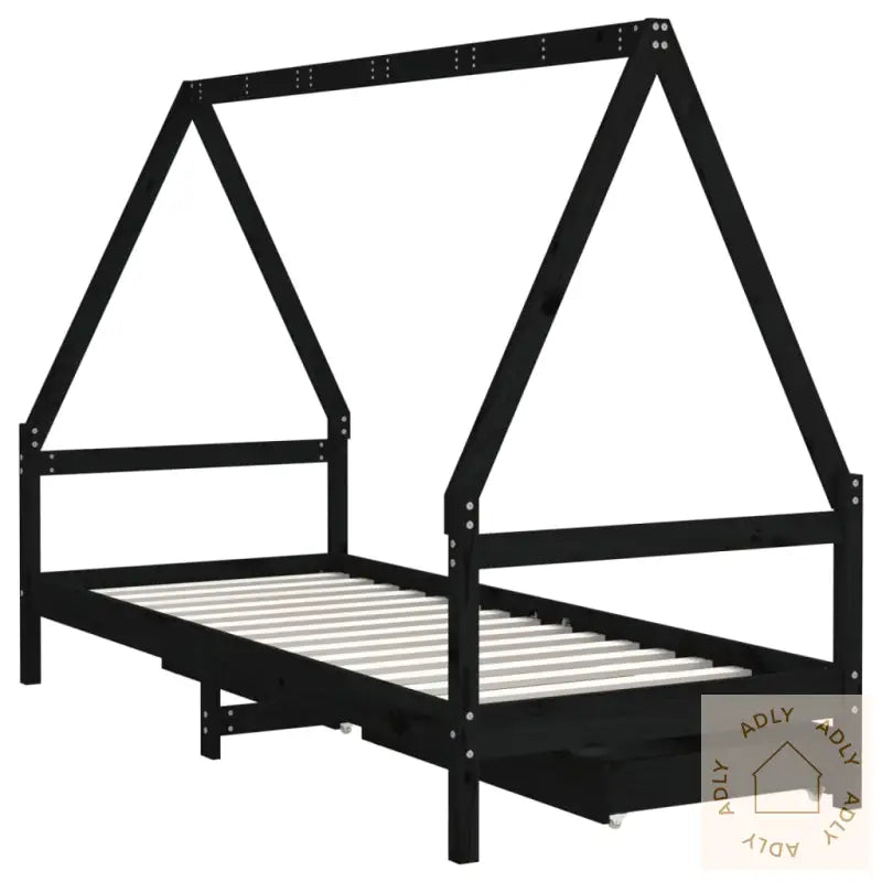 Barnesengeramme Med Skuffer Svart 80X200 Cm Heltre Furu