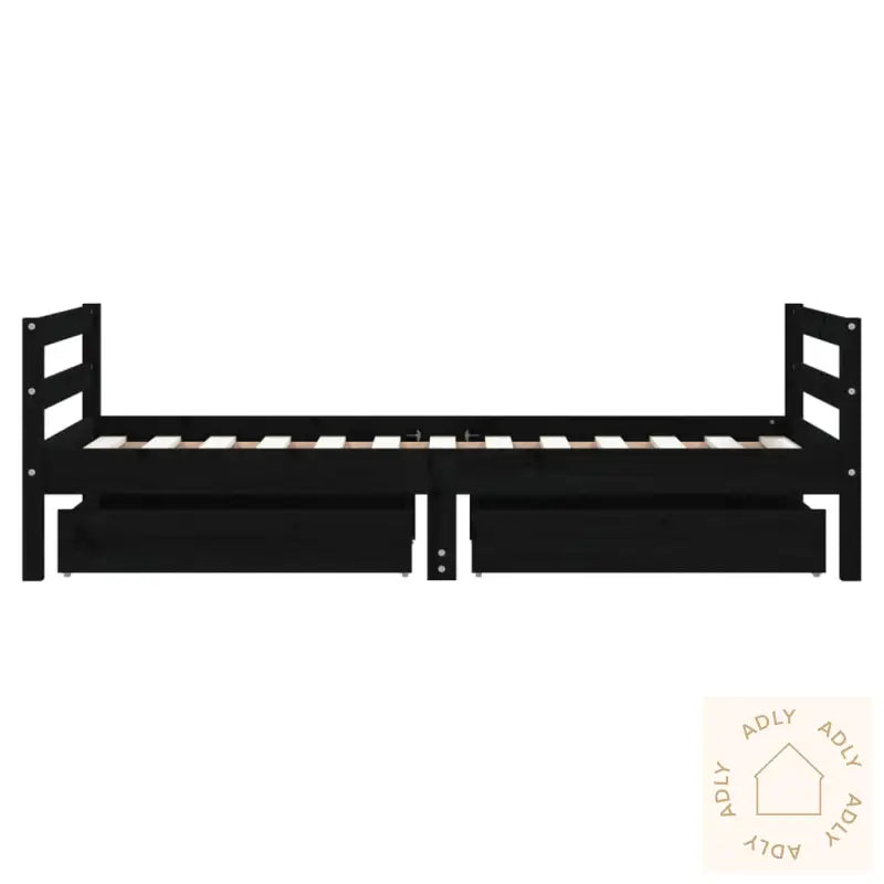 Barnesengeramme Med Skuffer Svart 80X160 Cm Heltre Furu