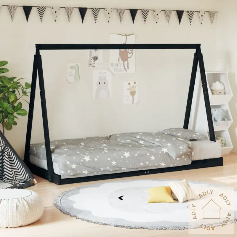 Barnesengeramme Svart 90X190 Cm Heltre Furu