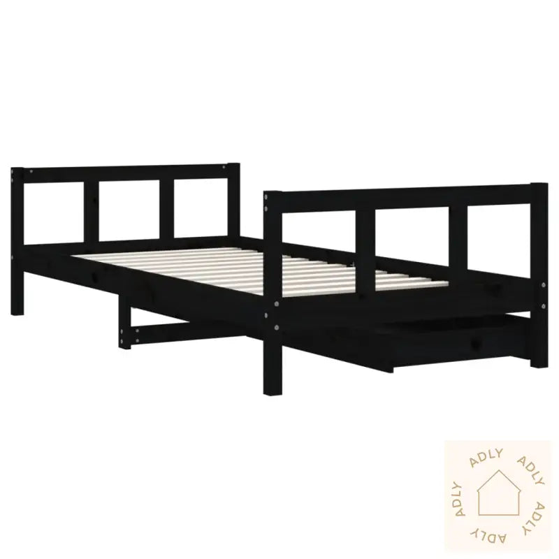 Barnesengeramme Med Skuffer Svart 90X190 Cm Heltre Furu