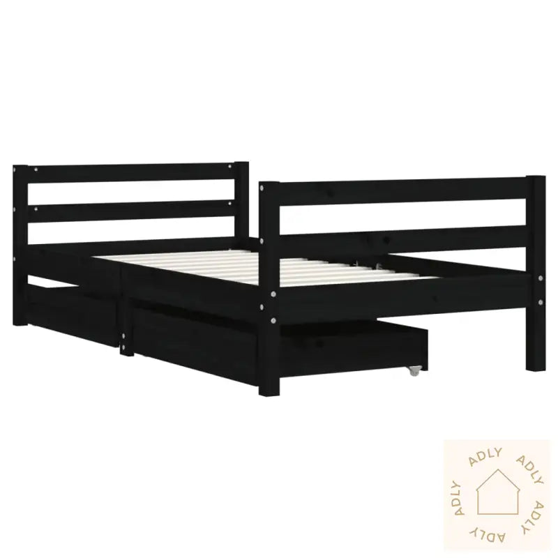 Barnesengeramme Med Skuffer Svart 80X160 Cm Heltre Furu