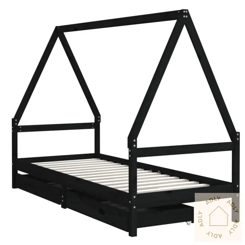 Barnesengeramme Med Skuffer Svart 80X200 Cm Heltre Furu