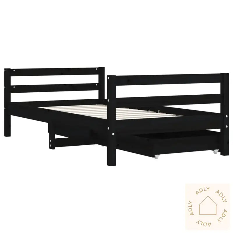 Barnesengeramme Med Skuffer Svart 80X160 Cm Heltre Furu