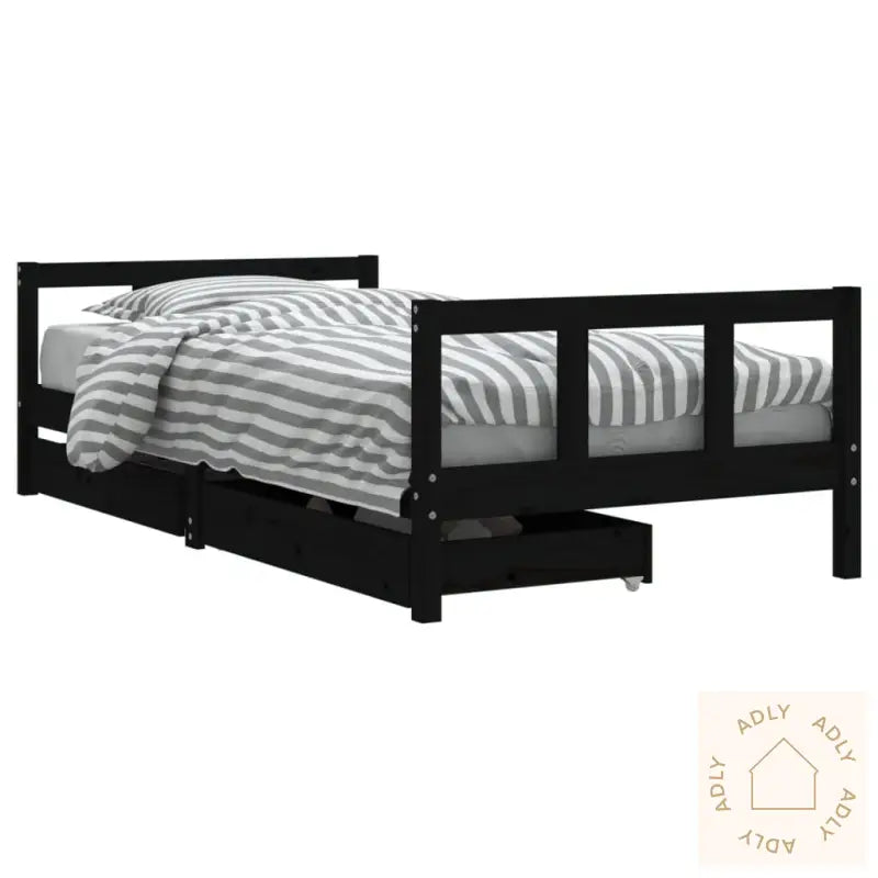 Barnesengeramme Med Skuffer Svart 90X190 Cm Heltre Furu