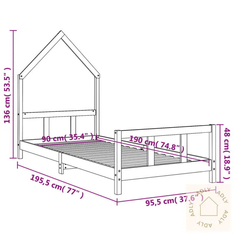 Barnesengeramme Hvit 90X190 Cm Heltre Furu