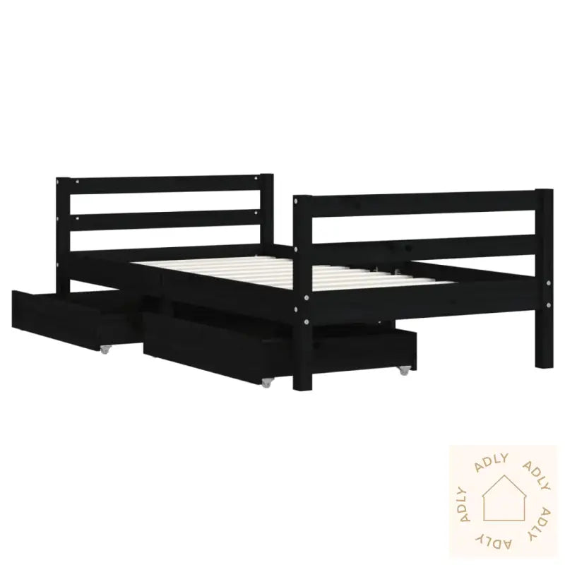 Barnesengeramme Med Skuffer Svart 80X160 Cm Heltre Furu
