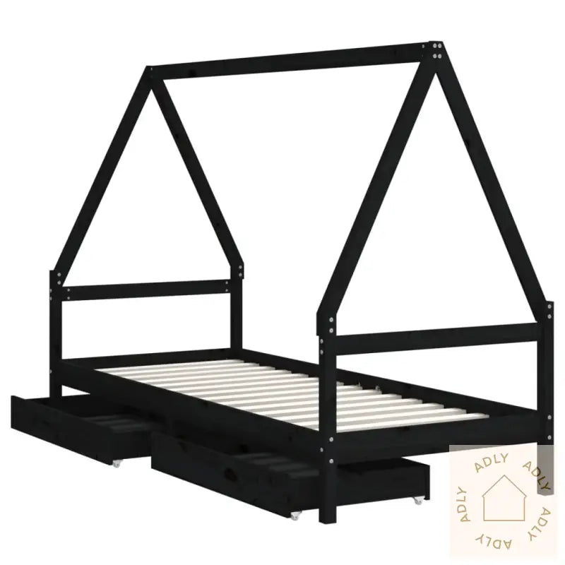 Barnesengeramme Med Skuffer Svart 80X200 Cm Heltre Furu