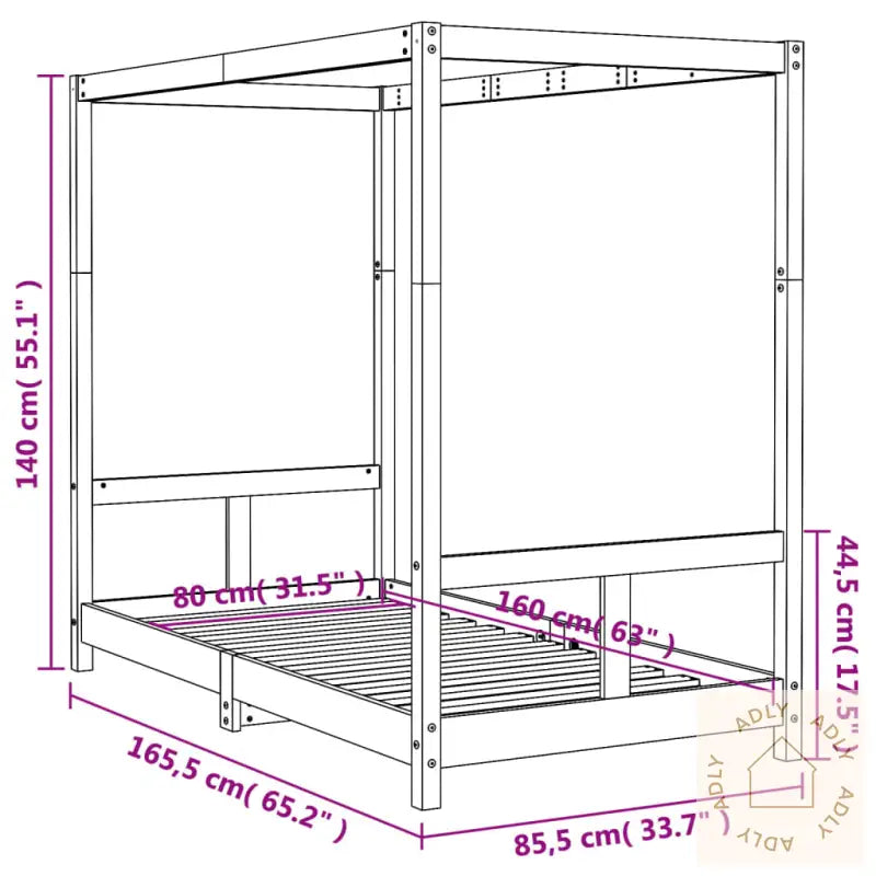 Barnesengeramme Hvit 80X160 Cm Heltre Furu