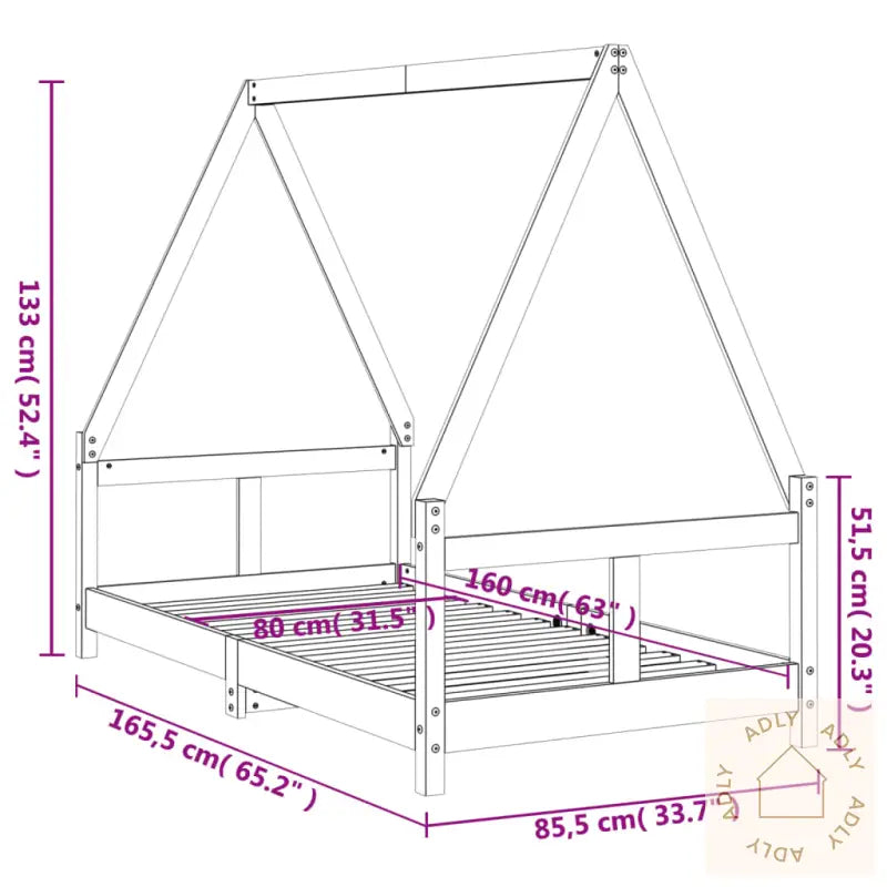 Barnesengeramme Svart 80X160 Cm Heltre Furu