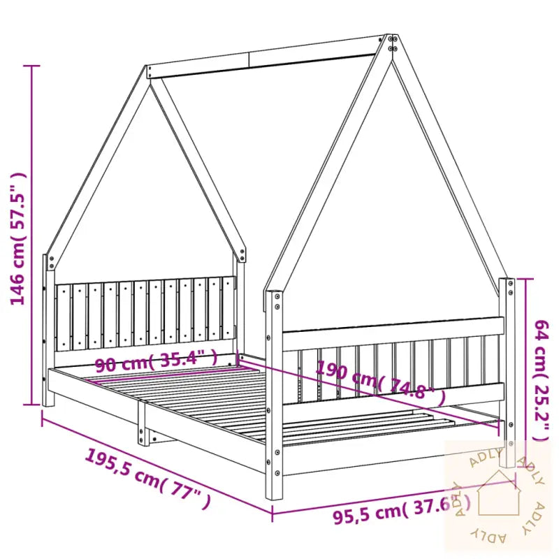 Barnesengeramme Hvit 90X190 Cm Heltre Furu