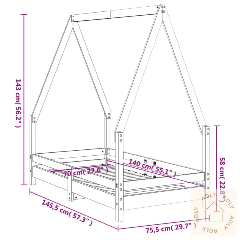 Barnesengeramme Hvit 70X140 Cm Heltre Furu