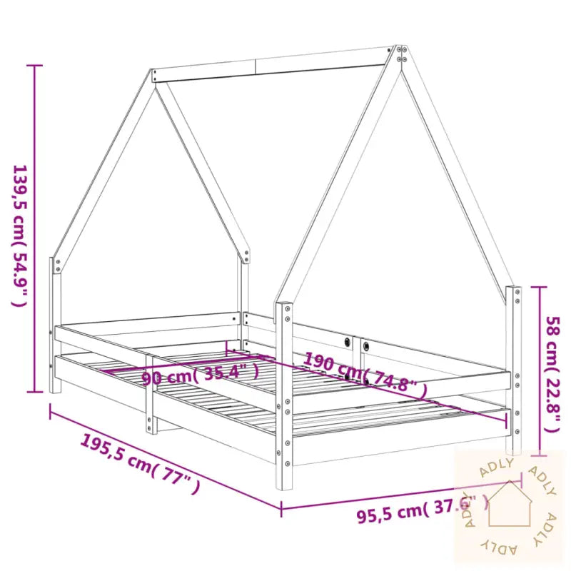 Barnesengeramme Hvit 90X190 Cm Heltre Furu