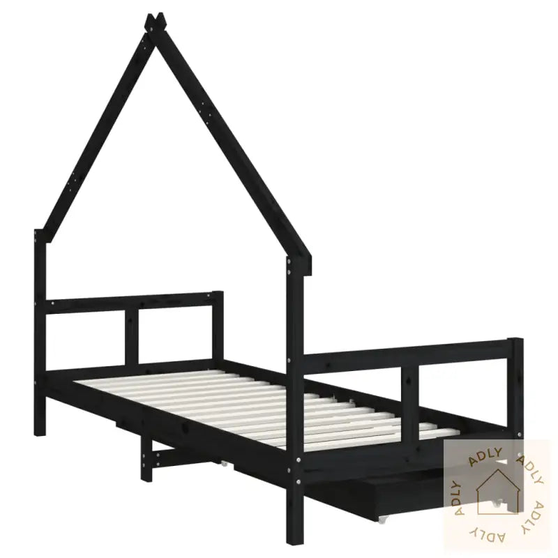Barnesengeramme Med Skuffer Svart 80X200 Cm Heltre Furu