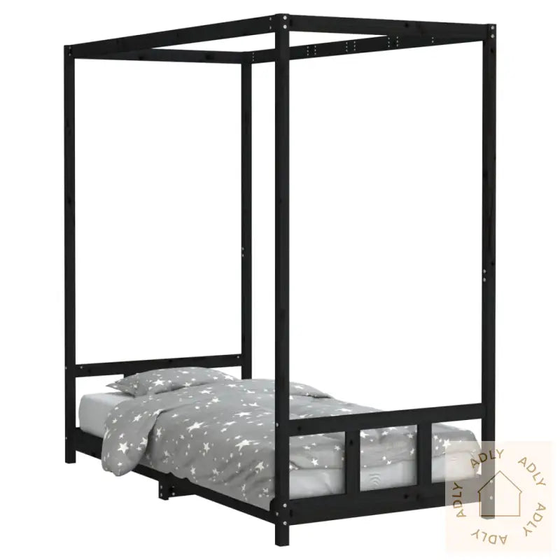 Barnesengeramme Svart 90X190 Cm Heltre Furu