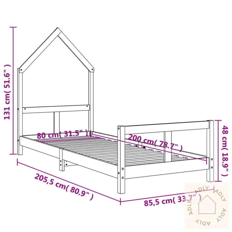 Barnesengeramme Hvit 80X200 Cm Heltre Furu