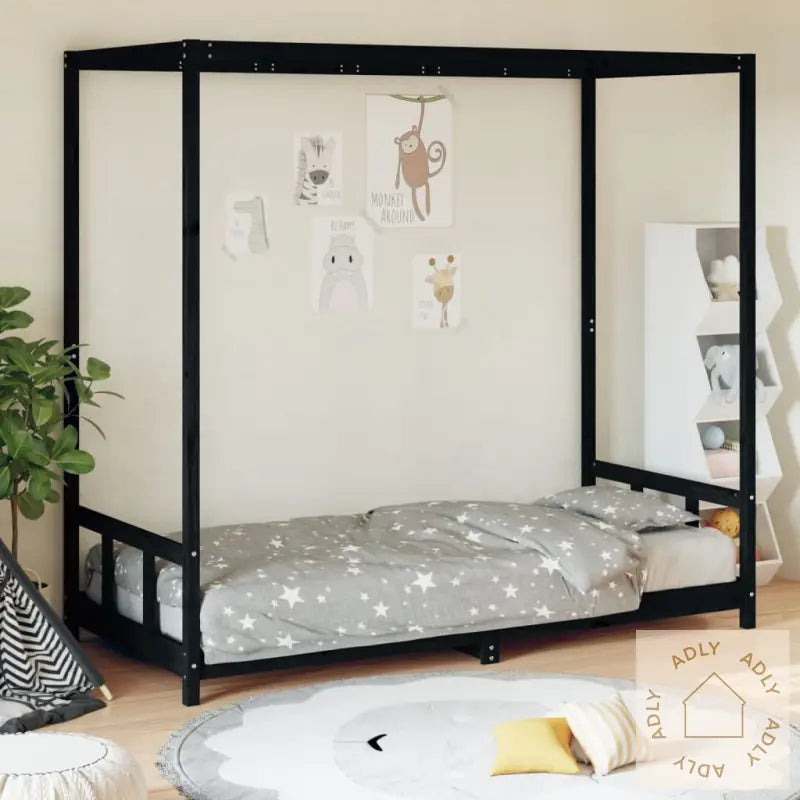 Barnesengeramme Svart 90X190 Cm Heltre Furu