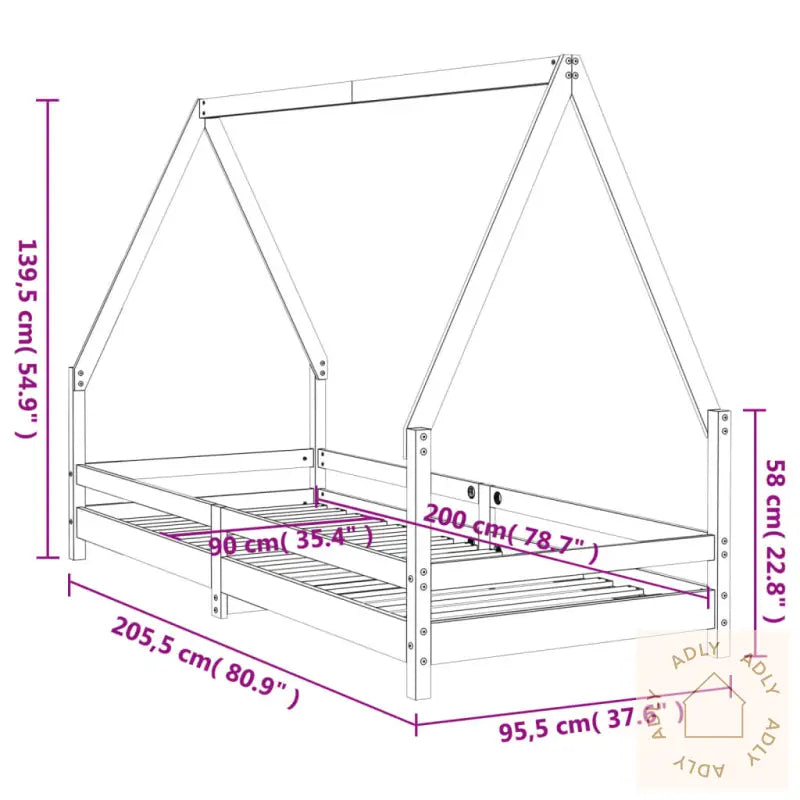 Barnesengeramme Hvit 90X200 Cm Heltre Furu