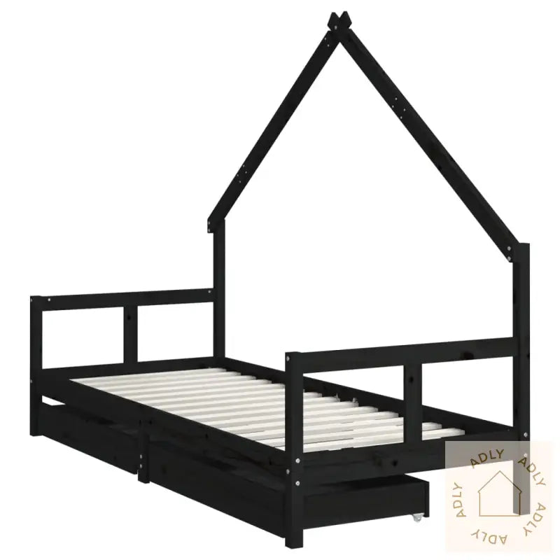 Barnesengeramme Med Skuffer Svart 80X200 Cm Heltre Furu