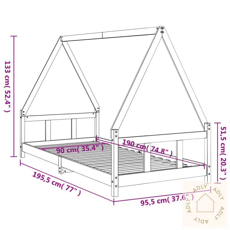 Barnesengeramme Hvit 90X190 Cm Heltre Furu