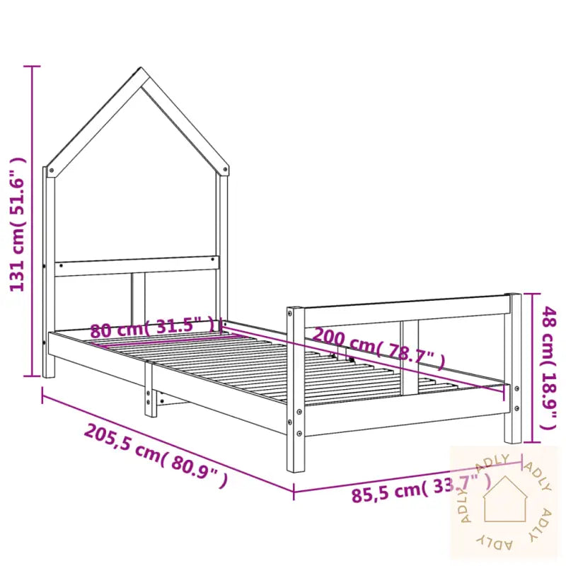 Barnesengeramme Svart 80X200 Cm Heltre Furu