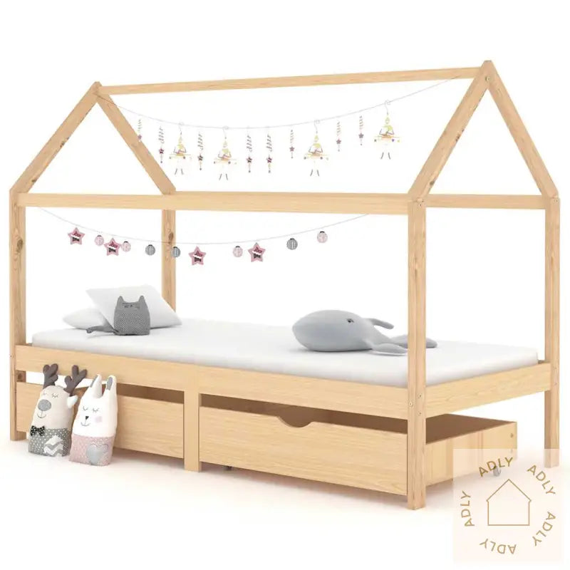 Sengeramme For Barn Med Skuffer Heltre Furu 90X200 Cm