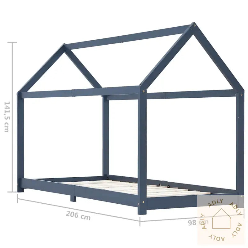 Sengeramme For Barn Heltre Furu Grå 90X200 Cm