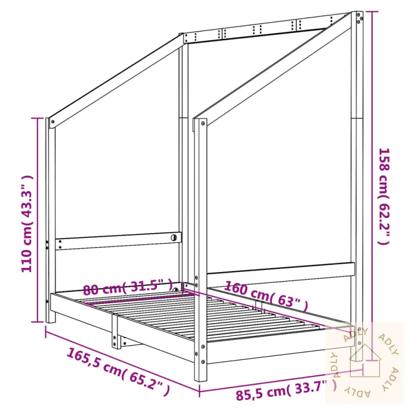 Barnesengeramme Hvit 80X160 Cm Heltre Furu