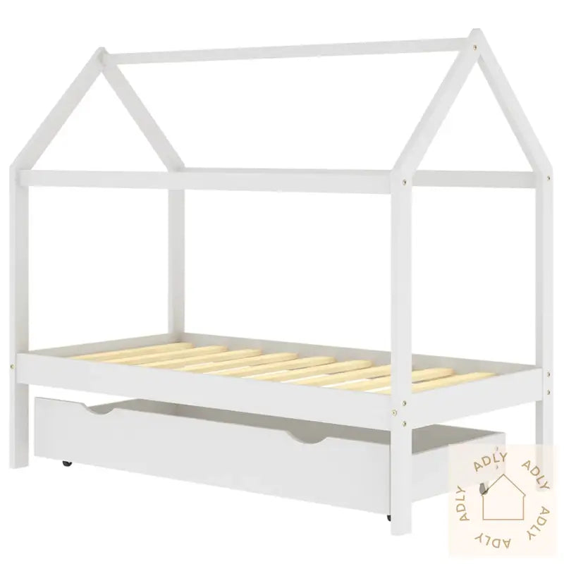 Ramme For Barneseng Med Skuff Heltre Furu Hvit 80X160 Cm