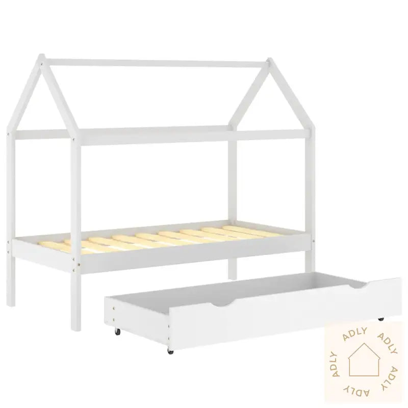 Ramme For Barneseng Med Skuff Heltre Furu Hvit 80X160 Cm