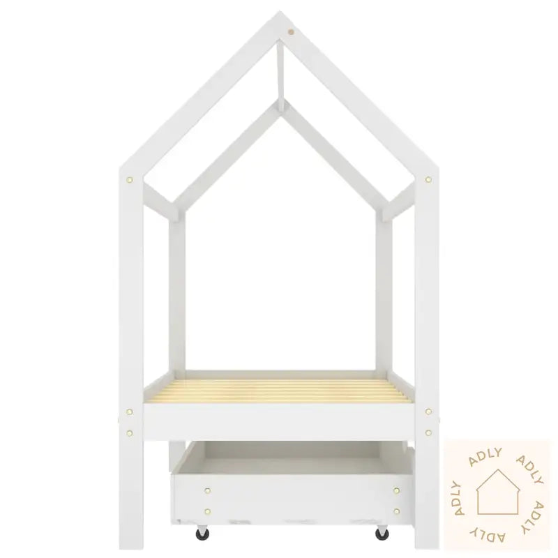 Ramme For Barneseng Med Skuff Heltre Furu Hvit 80X160 Cm
