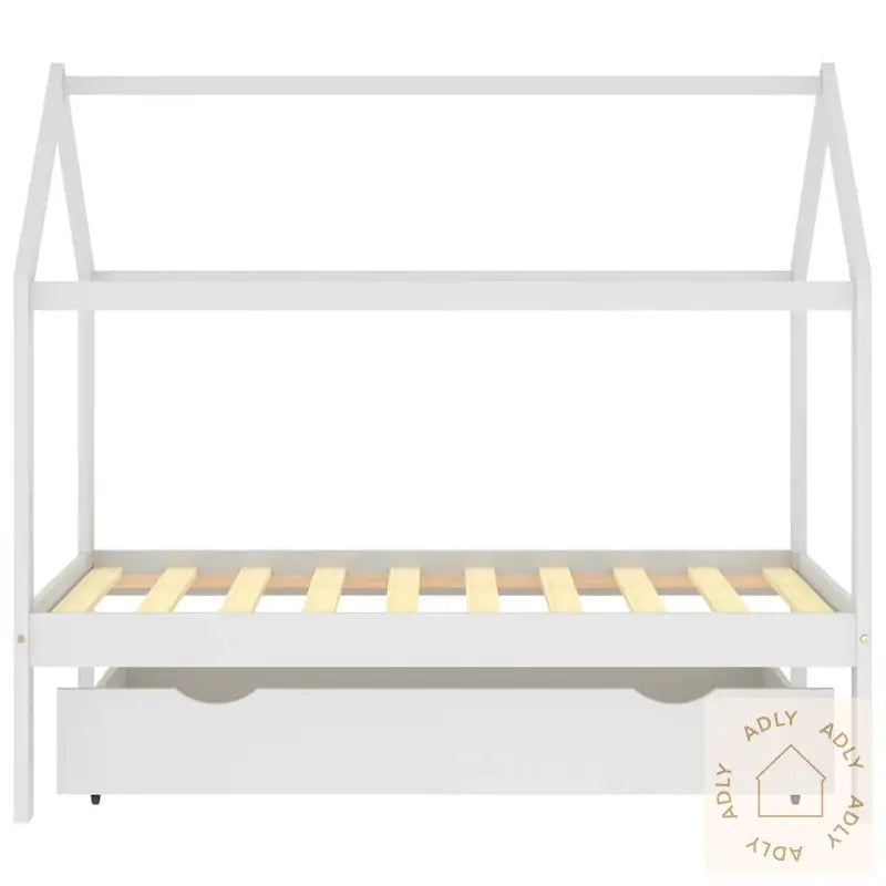 Ramme For Barneseng Med Skuff Heltre Furu Hvit 80X160 Cm