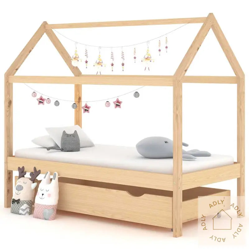 Ramme For Barneseng Med Skuff Heltre Furu 80X160 Cm
