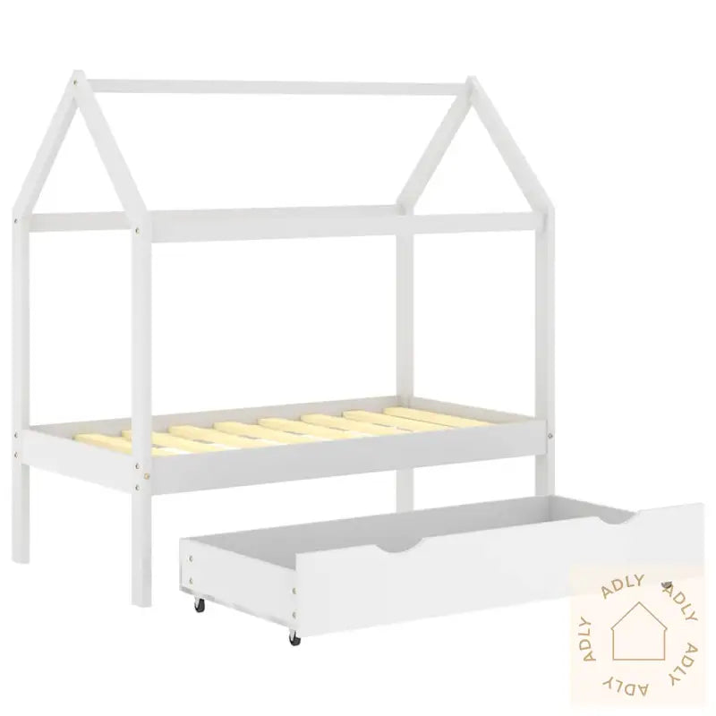 Ramme For Barneseng Med Skuff Hvit Heltre Furu 70X140 Cm