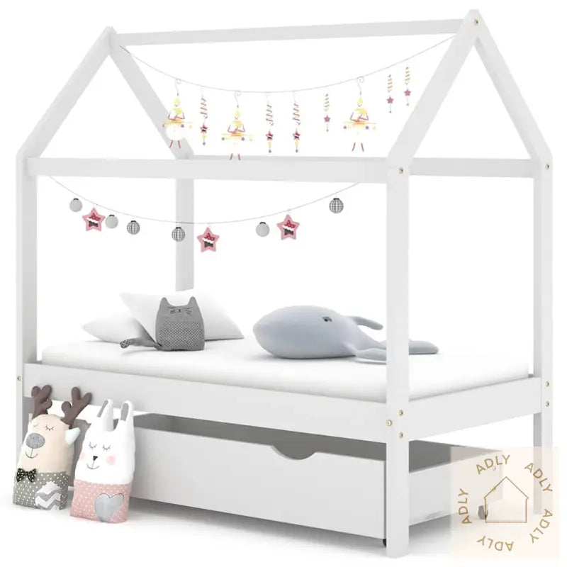 Ramme For Barneseng Med Skuff Hvit Heltre Furu 70X140 Cm