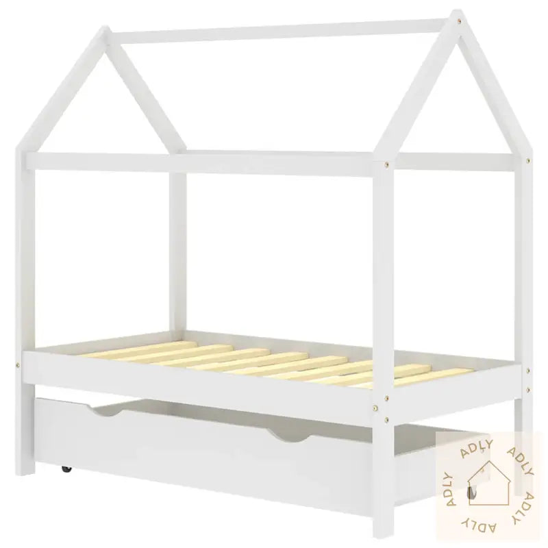 Ramme For Barneseng Med Skuff Hvit Heltre Furu 70X140 Cm