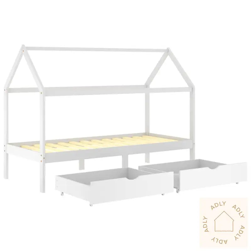 Ramme For Barneseng Med Skuffer Hvit Heltre Furu 90X200 Cm