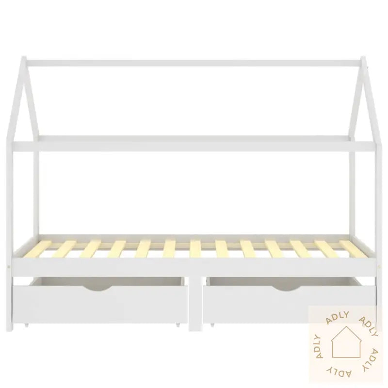 Ramme For Barneseng Med Skuffer Hvit Heltre Furu 90X200 Cm