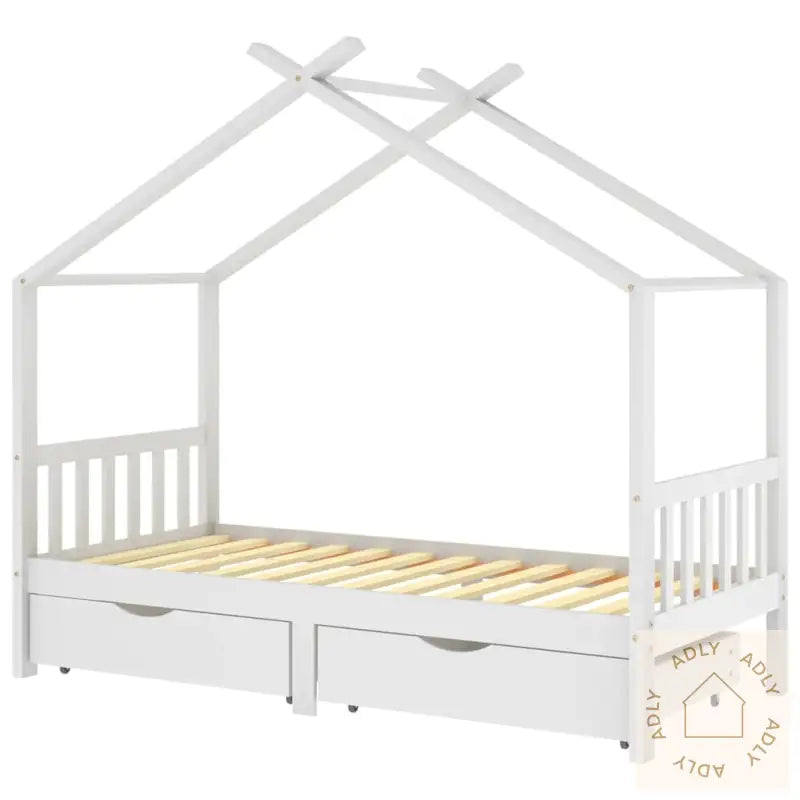 Ramme For Barneseng Med Skuffer Hvit Heltre Furu 90X200 Cm