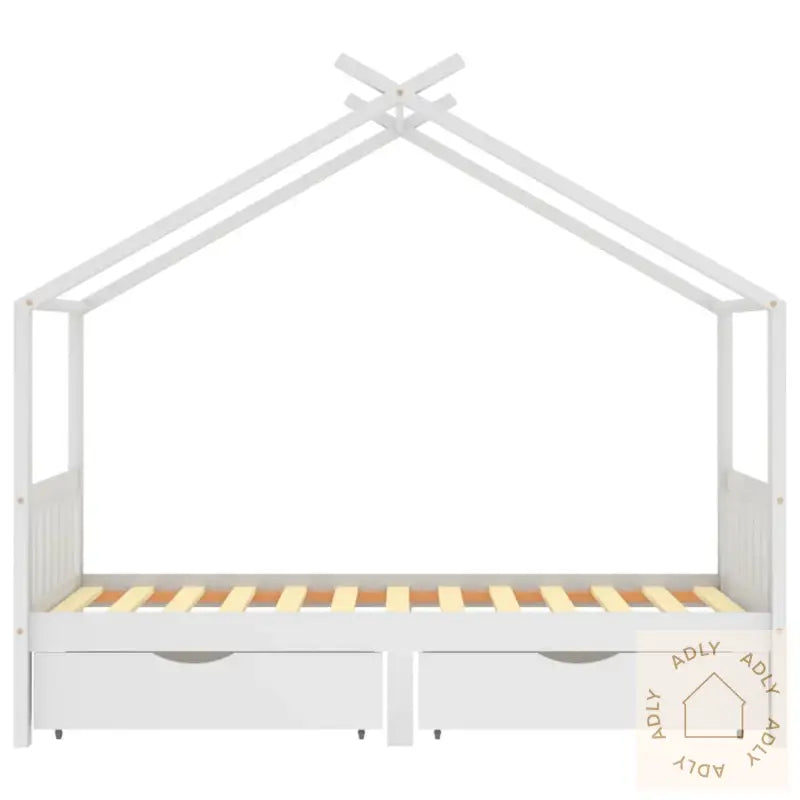 Ramme For Barneseng Med Skuffer Hvit Heltre Furu 90X200 Cm