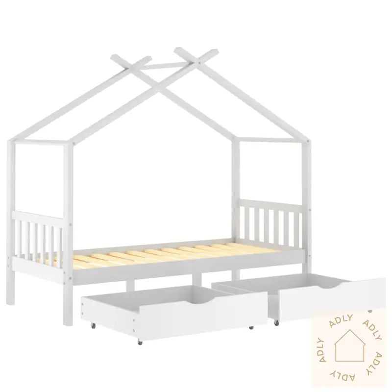 Ramme For Barneseng Med Skuffer Hvit Heltre Furu 90X200 Cm